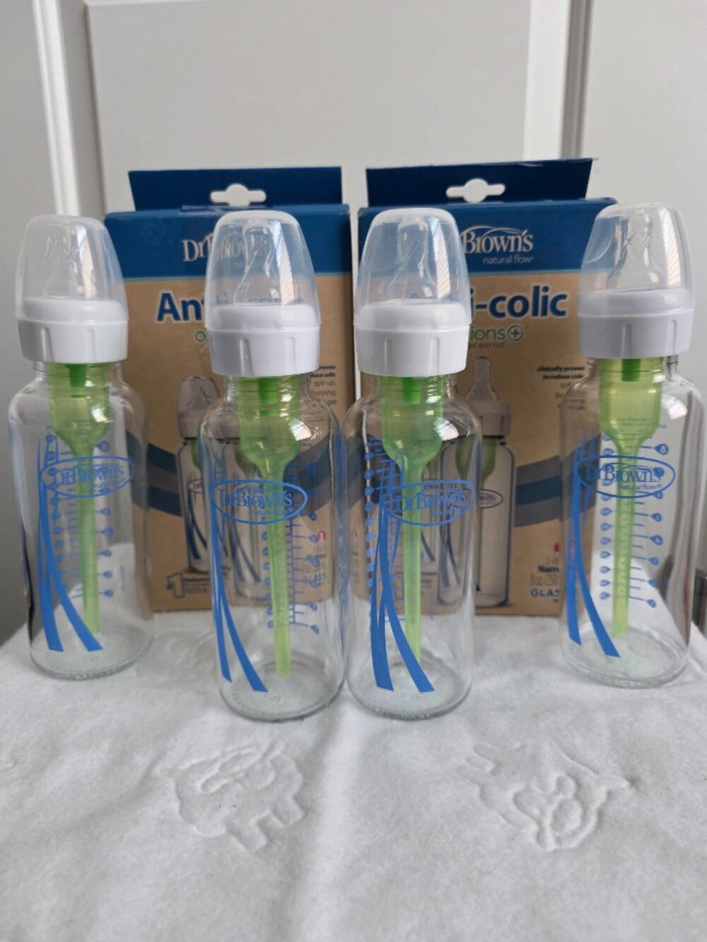 Dr. Brown's Anti-Colic Narrow Baby Bottle 8 oz Glass 4 pcs